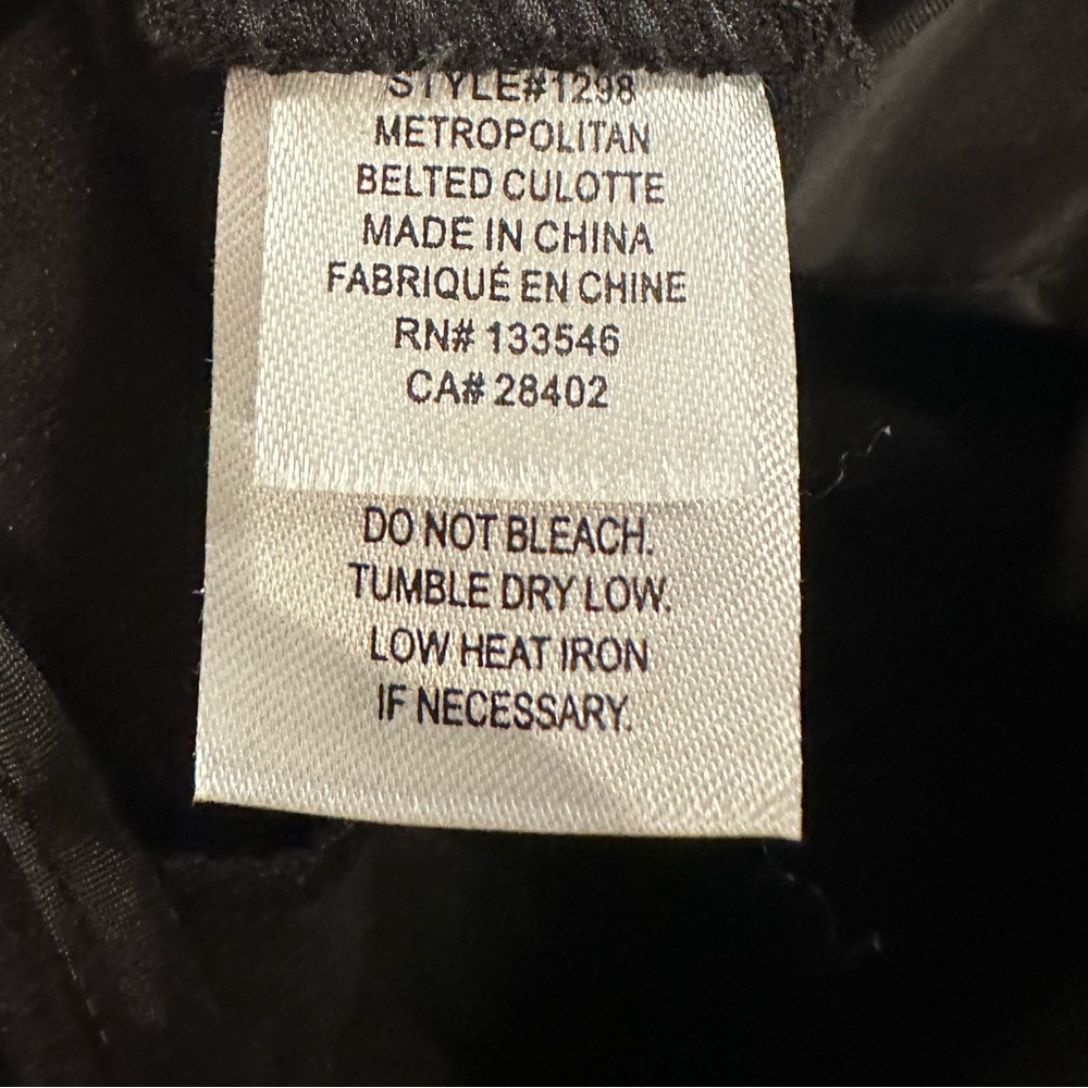 Crosby Black Metropolitan Belted Culotte Pants with Unique Silver Buckle Size 10 - Picture 7 of 9